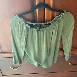 Forever 21 Olive Green Ruffle Blouse